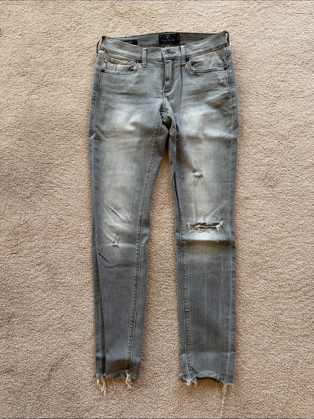 Lucky Brand Women's Grey Distressed Skinny Jeans